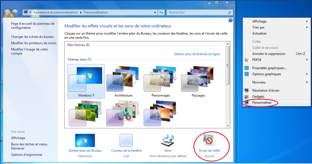 Mettre l ecran de veille windows 7