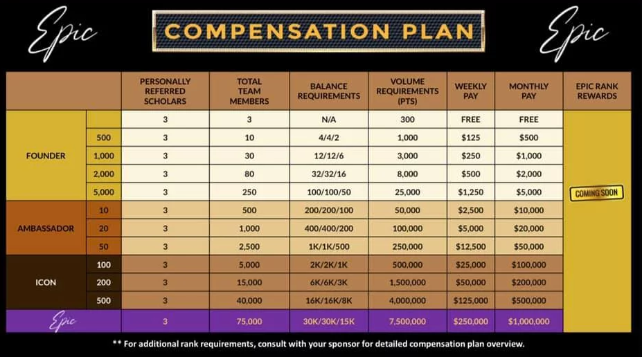 plan de compensation epic trading